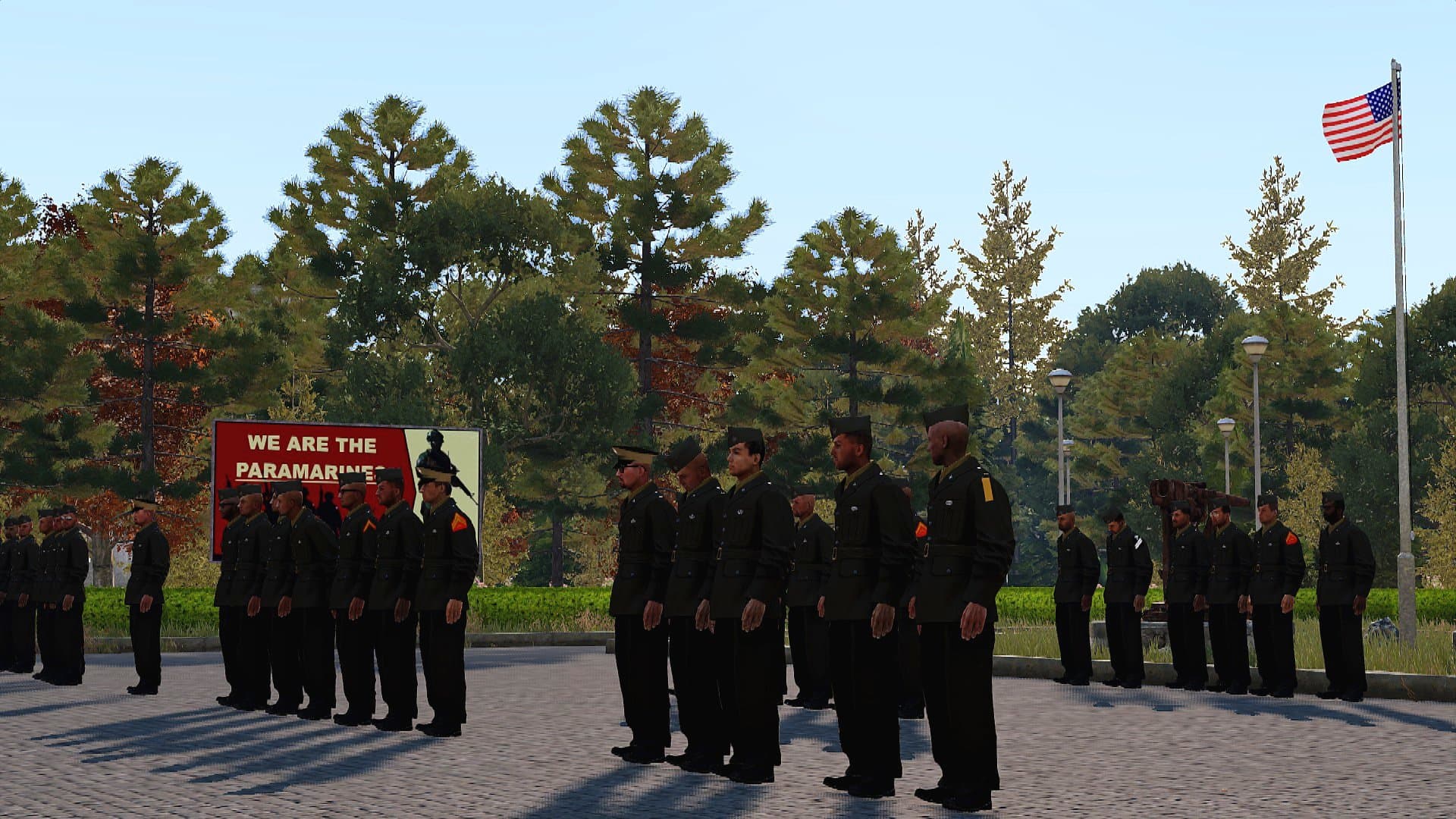 Unit formation at a Paramarine Task Force ceremony in Arma 3